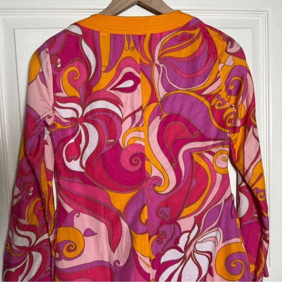 Banana Republic Trina Turk Purple Mod 60's Dress Size 0 Cotton Silk XSmall Lined - Picture 7 of 12